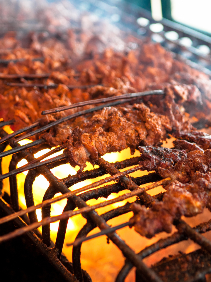 Nigerian suya skewers made with yajin kuli suya spice mix